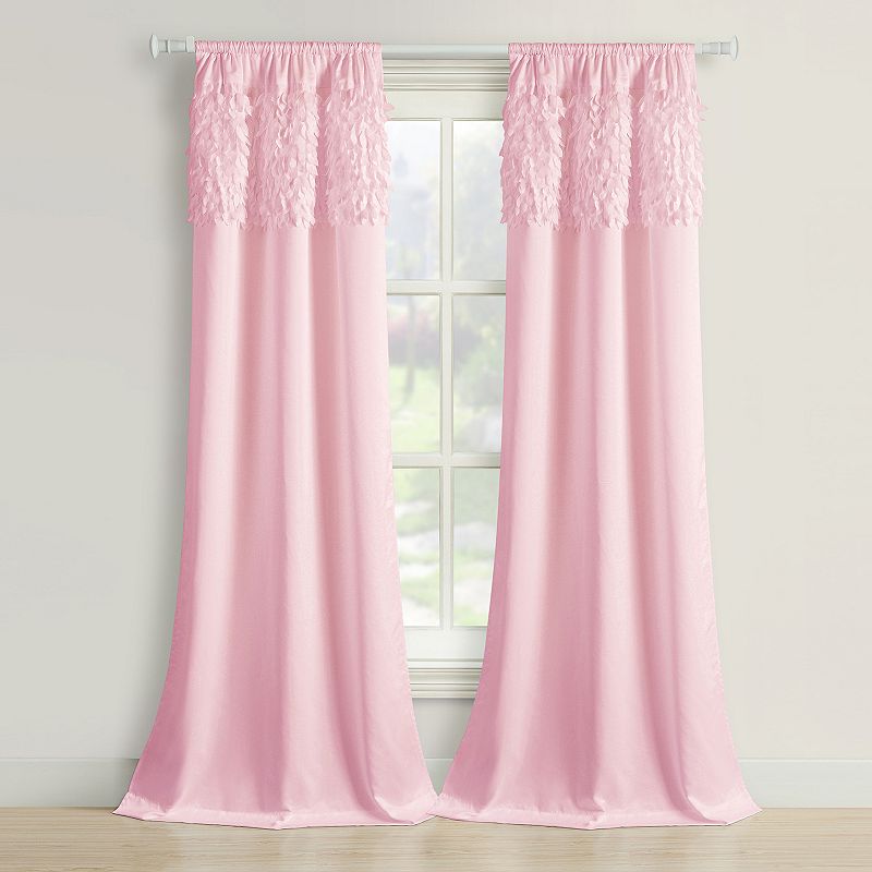 Beatrice Home Fashions 2-pack Walden Leaves Window Curtains, Pink, 40X84