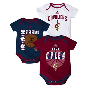 Baby adidas Cleveland Cavaliers 3-Pack Bodysuit Set