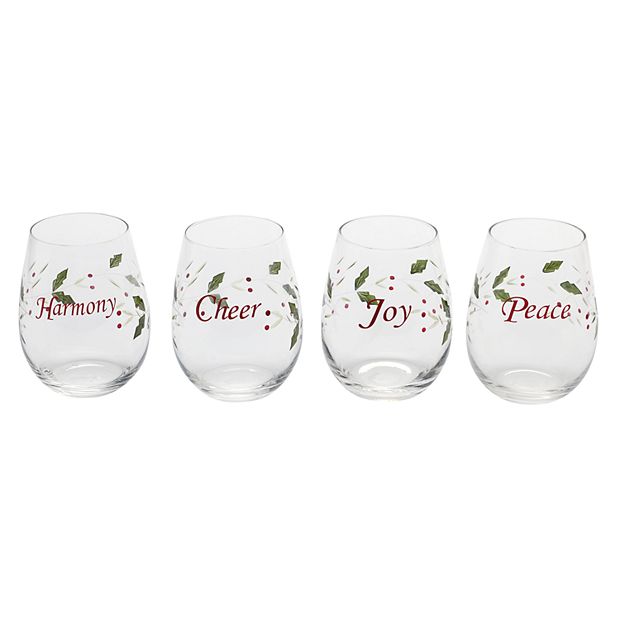 Pfaltzgraff Winterberry Sentiment Wine Glasses - Set of 4