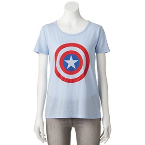 Juniors' Marvel Captain America Shield Graphic Tee