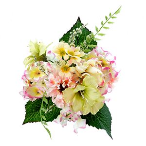 Darice Indoor \/ Outdoor 7-Stem Artificial Pink & Yellow Flower Arrangement