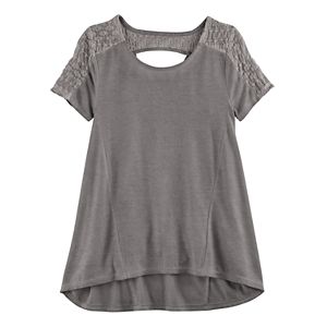 Girls 7-16 & Plus Size Mudd® Lace Keyhole Swing Tee