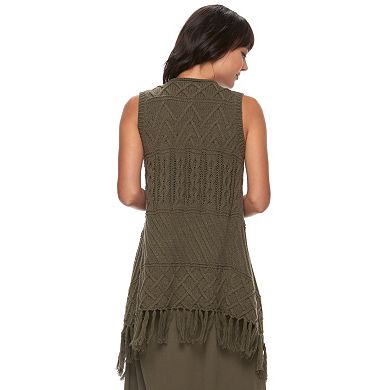 Women's Sonoma Goods For Life® Cable-Knit Fringe Vest