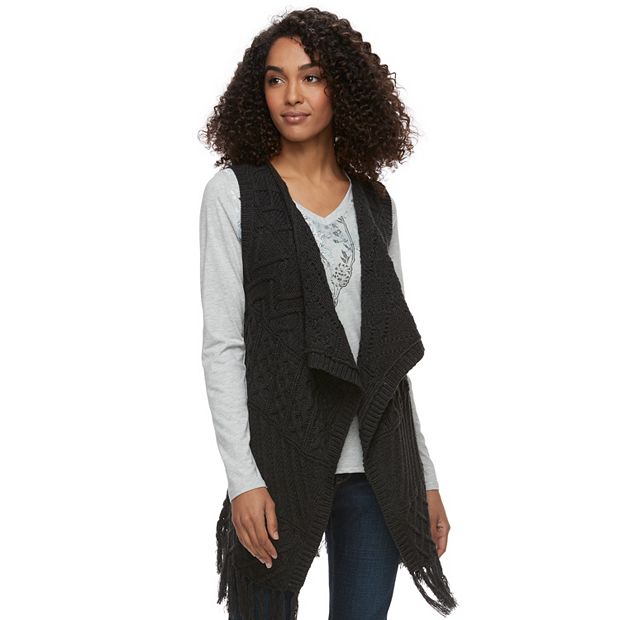 Women's Sonoma Goods For Life® Cable-Knit Fringe Vest