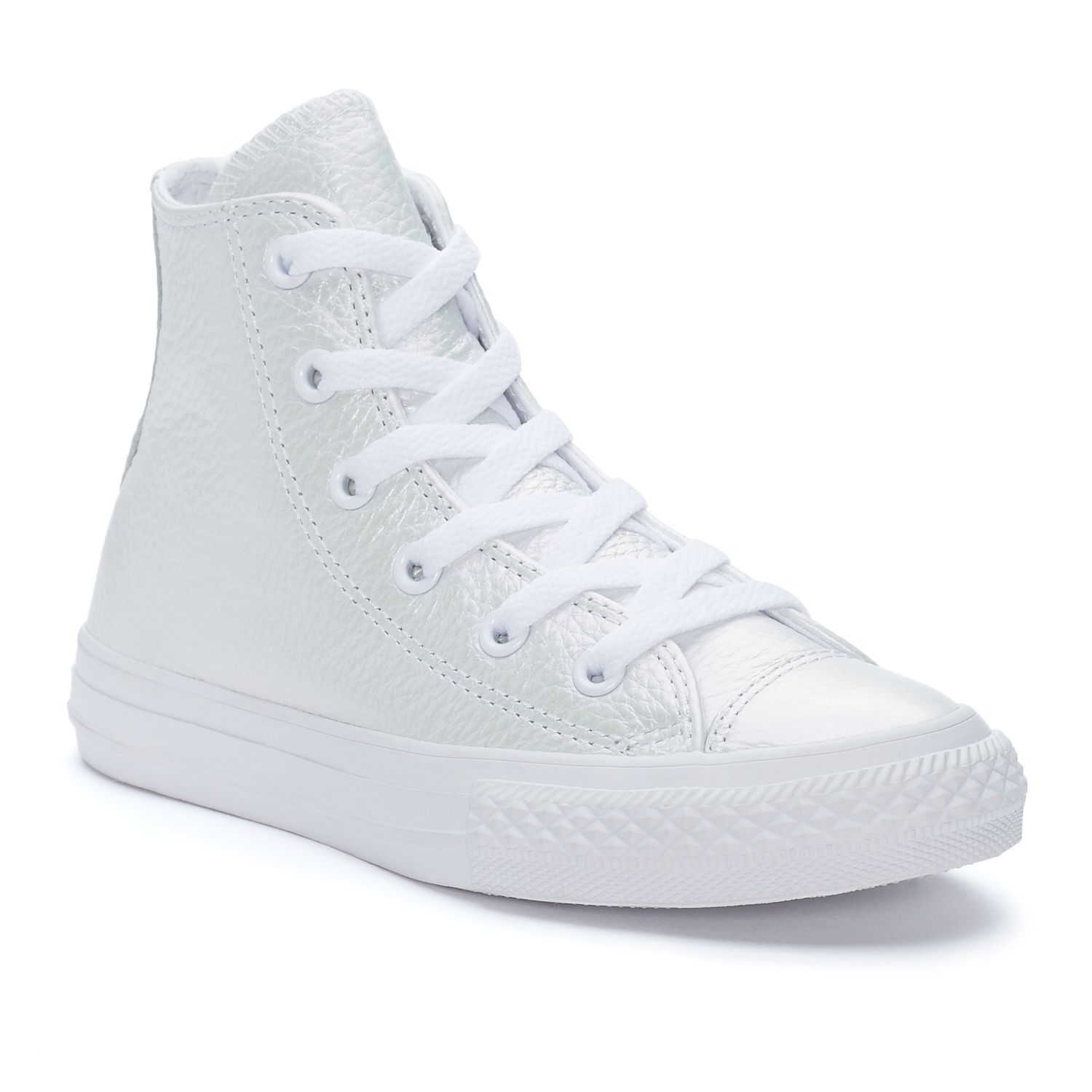 girls white leather converse