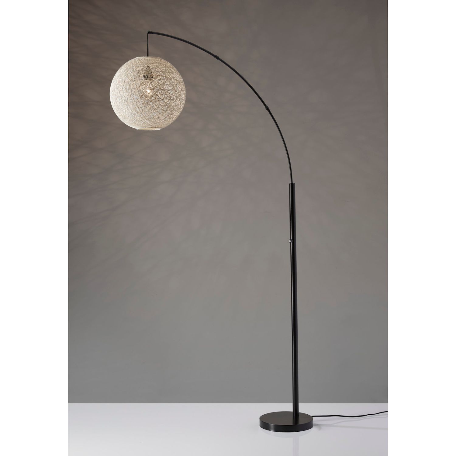 Adesso Havana Rattan Sphere Arc Floor Lamp