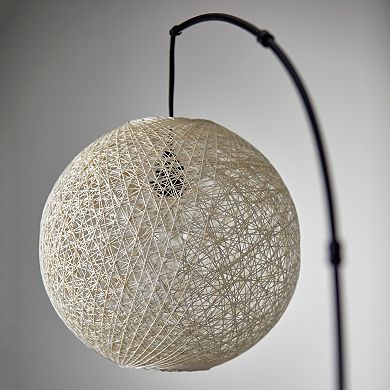 Adesso Havana Rattan Sphere Arc Floor Lamp