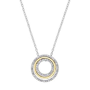 Two Tone Sterling Silver 1/6 Carat T.W. Diamond Interchangeable Circle Pendant