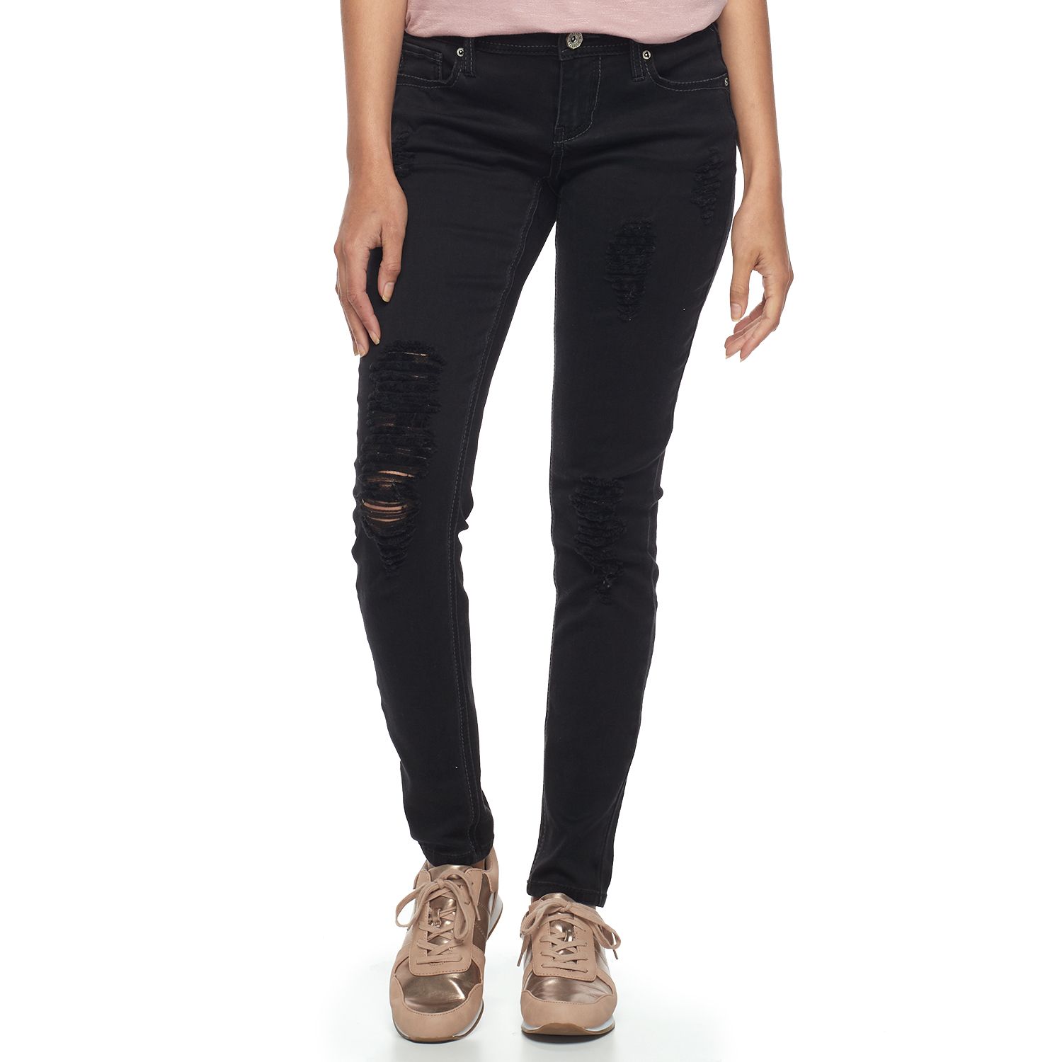 junior black ripped skinny jeans