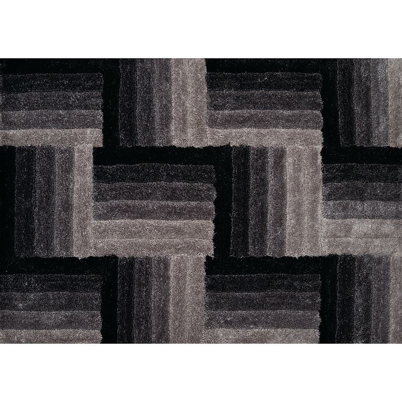 United Weavers Finesse Flagstone Geometric Shag Rug, Black, 5X7 Ft