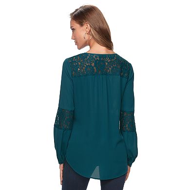 Women's Apt. 9® Lace-Trim Henley Top