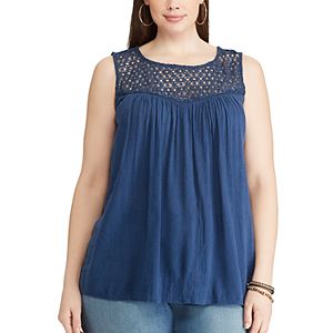 Plus Size Chaps Lace Yoke Tank