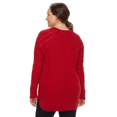 Plus Size Sonoma Goods For Life® Pointelle Crewneck Sweater