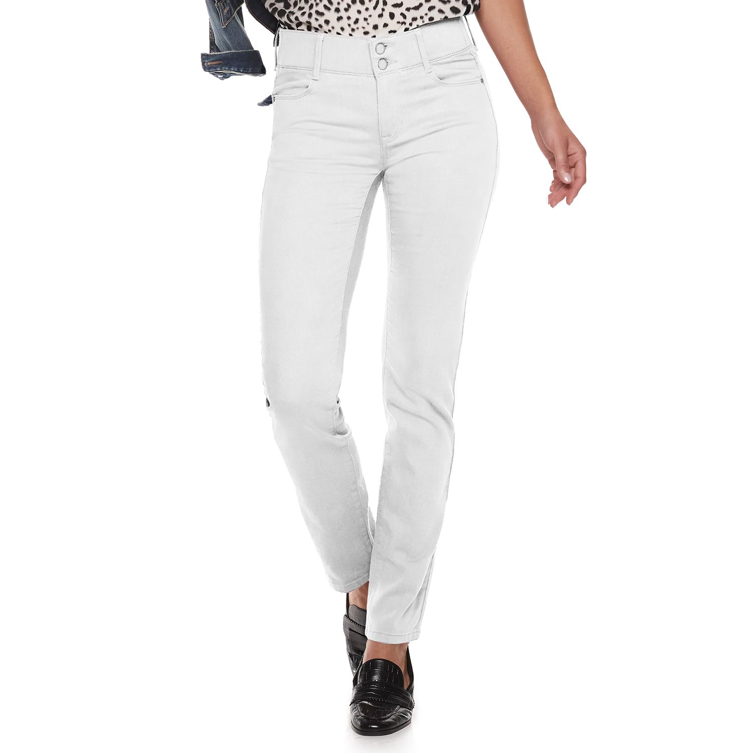 white straight fit jeans