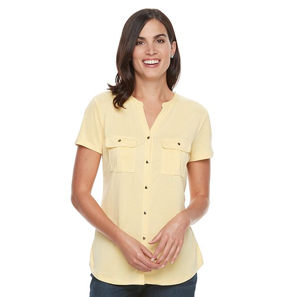 Women's Croft & Barrow® Knit Button-Front Shirt
