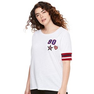 madden NYC Juniors' Plus Size Patch Sweatshirt