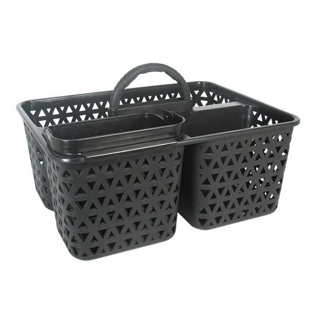 Home Basics 2 Tier Shower Caddy with Plastic Baskets, Black, SHOWER