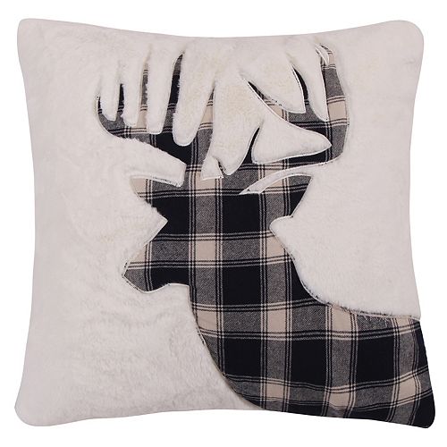 Levtex Lodge Faux Fur Plaid Deer Throw Pillow