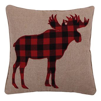Levtex Home Lodge Red Plaid Moose Throw Pillow