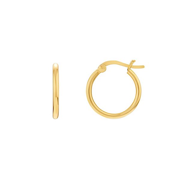 PRIMROSE Sterling Silver Tube Hoop Earrings - 14k Gold Over