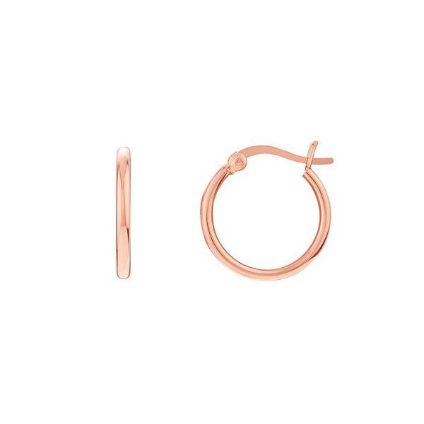 PRIMROSE Sterling Silver Tube Hoop Earrings - 14k Rose Gold Over