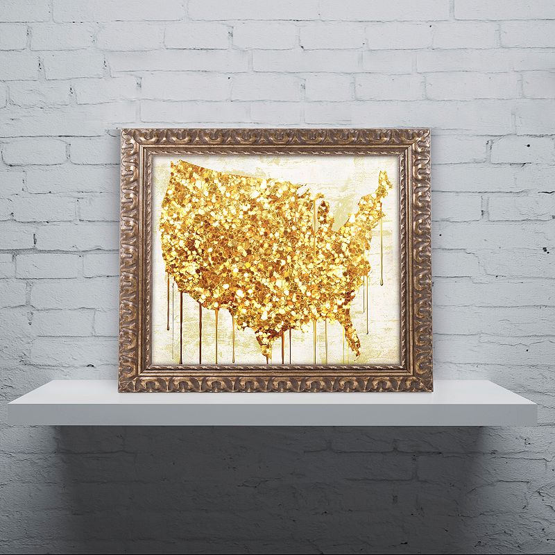 Trademark Fine Art American Dream IV Ornate Framed Wall Art, Yellow, 16X