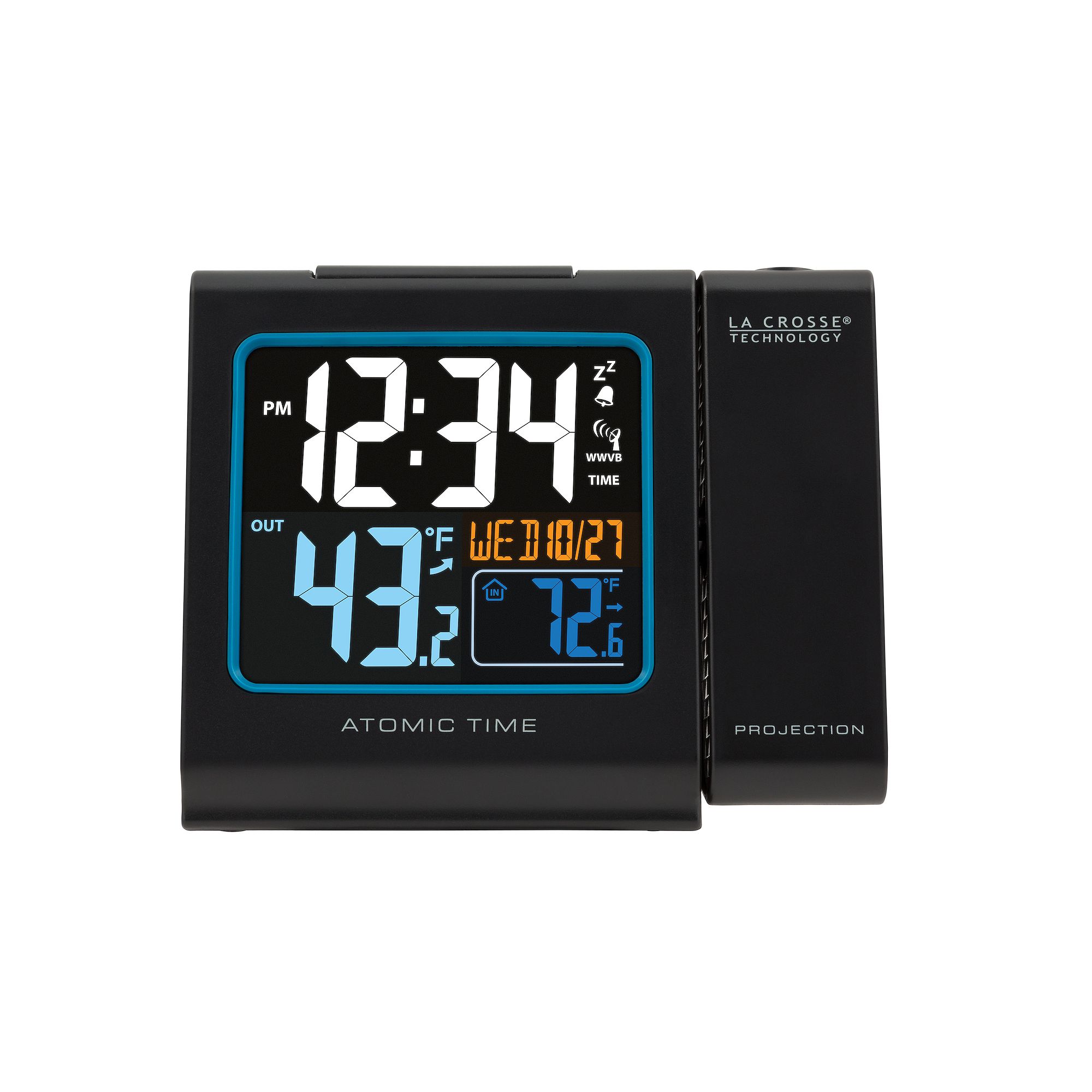 La Crosse Technology Projection Alarm Clock with Atomic Time & Indoor / Out