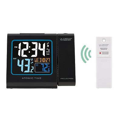 La Crosse Technology Projection Alarm Clock with Atomic Time & Indoor / Outdoor Temperature