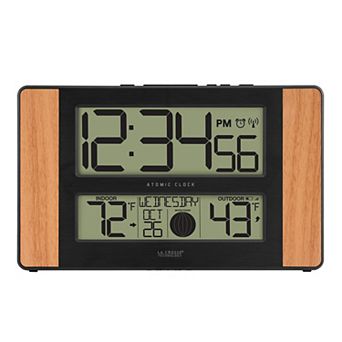 La Crosse Technology Atomic Digital Wall Clock with Wood Side Panels
