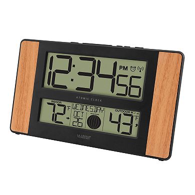 La Crosse Technology Atomic Digital Wall Clock with Wood Side Panels