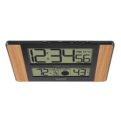 La Crosse Technology Atomic Digital Wall Clock with Wood Side Panels