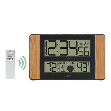 La Crosse Technology Atomic Digital Wall Clock with Wood Side Panels