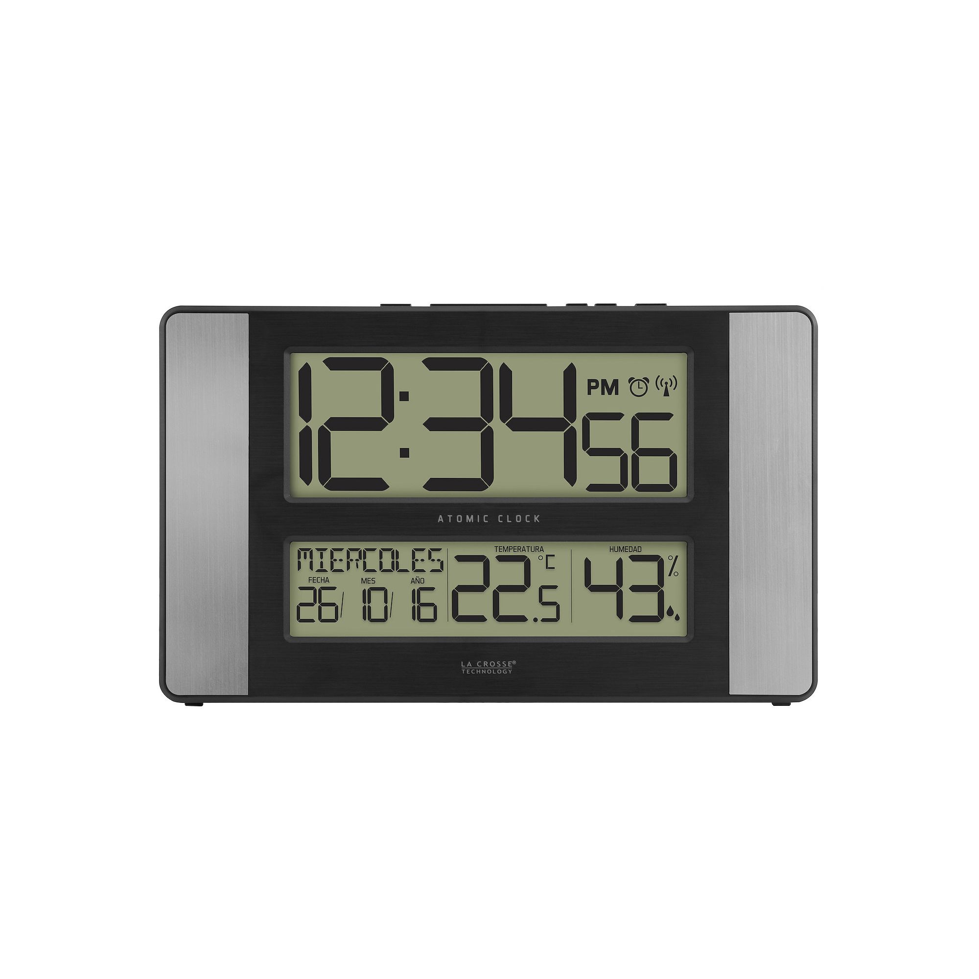 La Crosse Technology Atomic Digital Wall Clock with Indoor Temperature & Hu