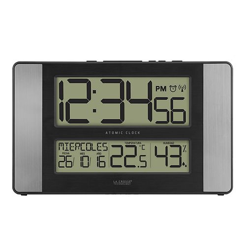 La Crosse Technology Atomic Digital Wall Clock With Indoor Temperature And Humidity