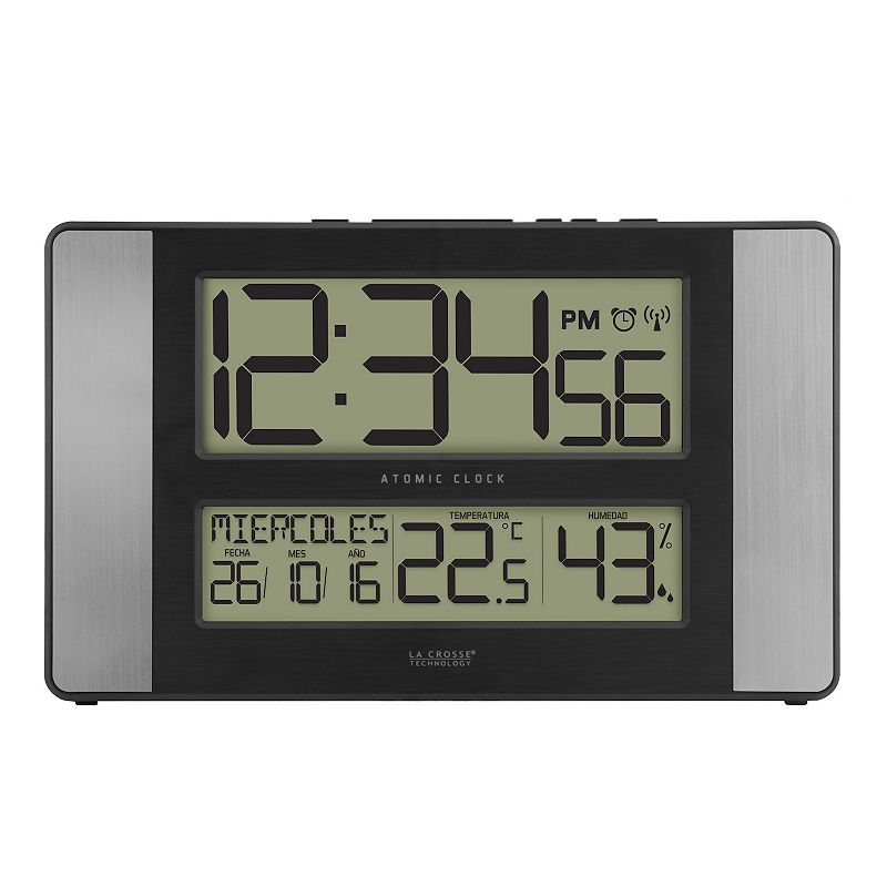 La Crosse Technology Atomic Digital Wall Clock with Indoor Temperature & Hu