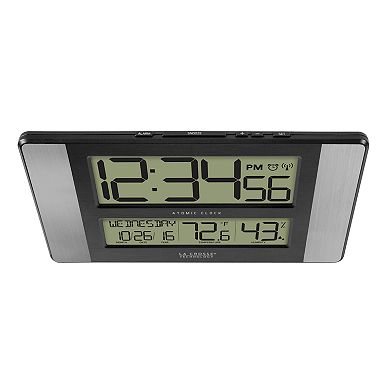 La Crosse Technology Atomic Digital Wall Clock with Indoor Temperature & Humidity 