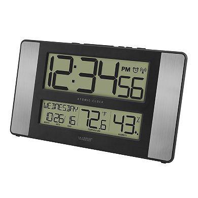 La Crosse Technology Atomic Digital Wall Clock with Indoor Temperature & Humidity