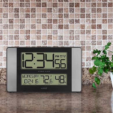 La Crosse Technology Atomic Digital Wall Clock with Indoor Temperature & Humidity