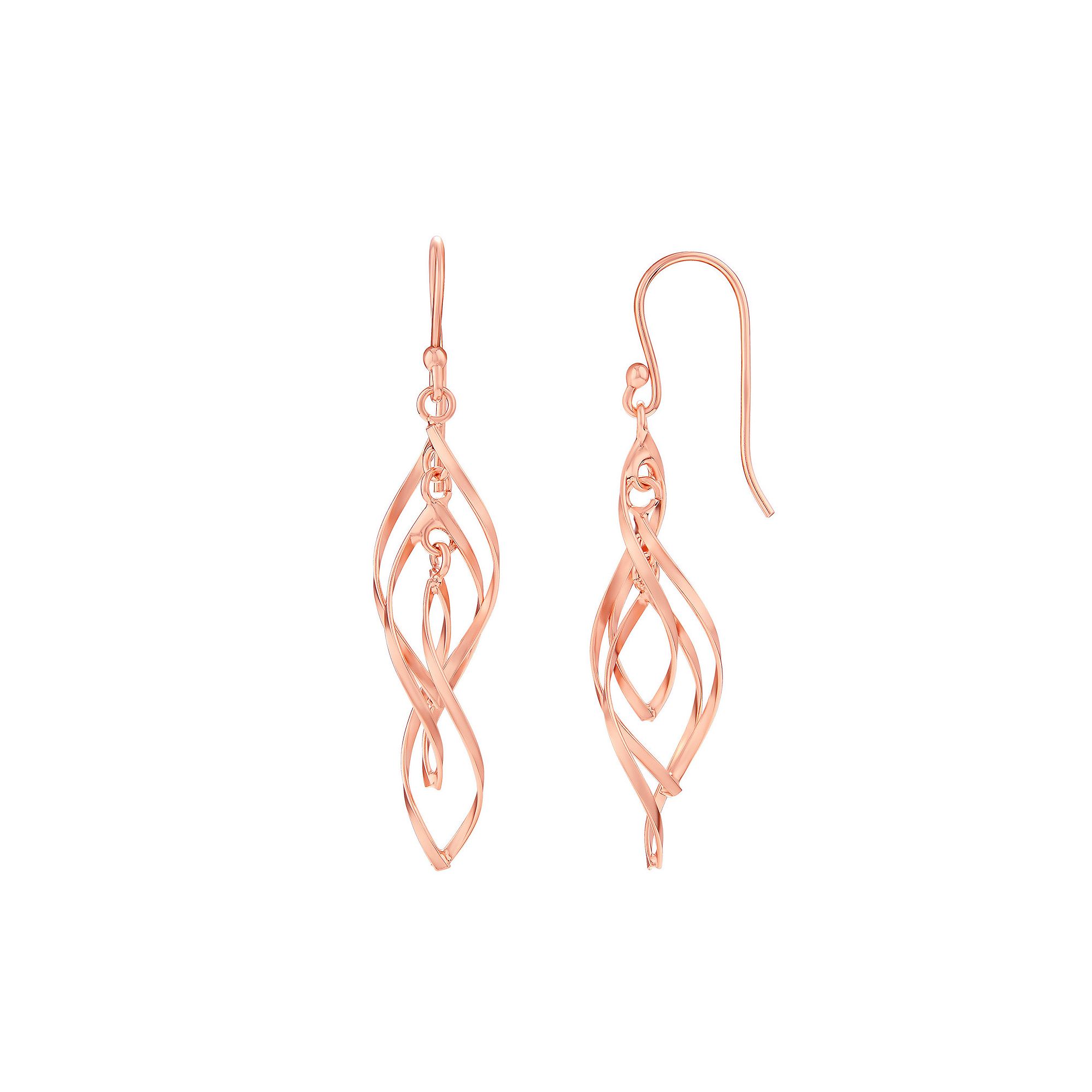 PRIMROSE Sterling Silver Corkscrew Drop Earrings, Womens, Pink Over Sterli