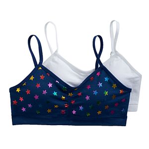 Girls Maidenform 2-pk. Patterned & Solid Seamless Ruched Bras