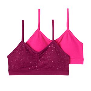 Girls Maidenform 2-pk. Speckled & Solid Seamless Ruched Bras