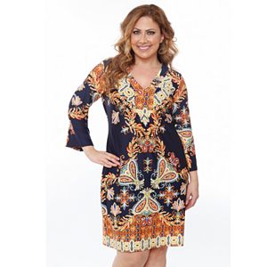 Plus Size White Mark Printed Shift Dress