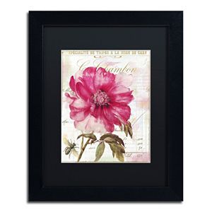 Trademark Fine Art Pink Peony Black Framed Wall Art