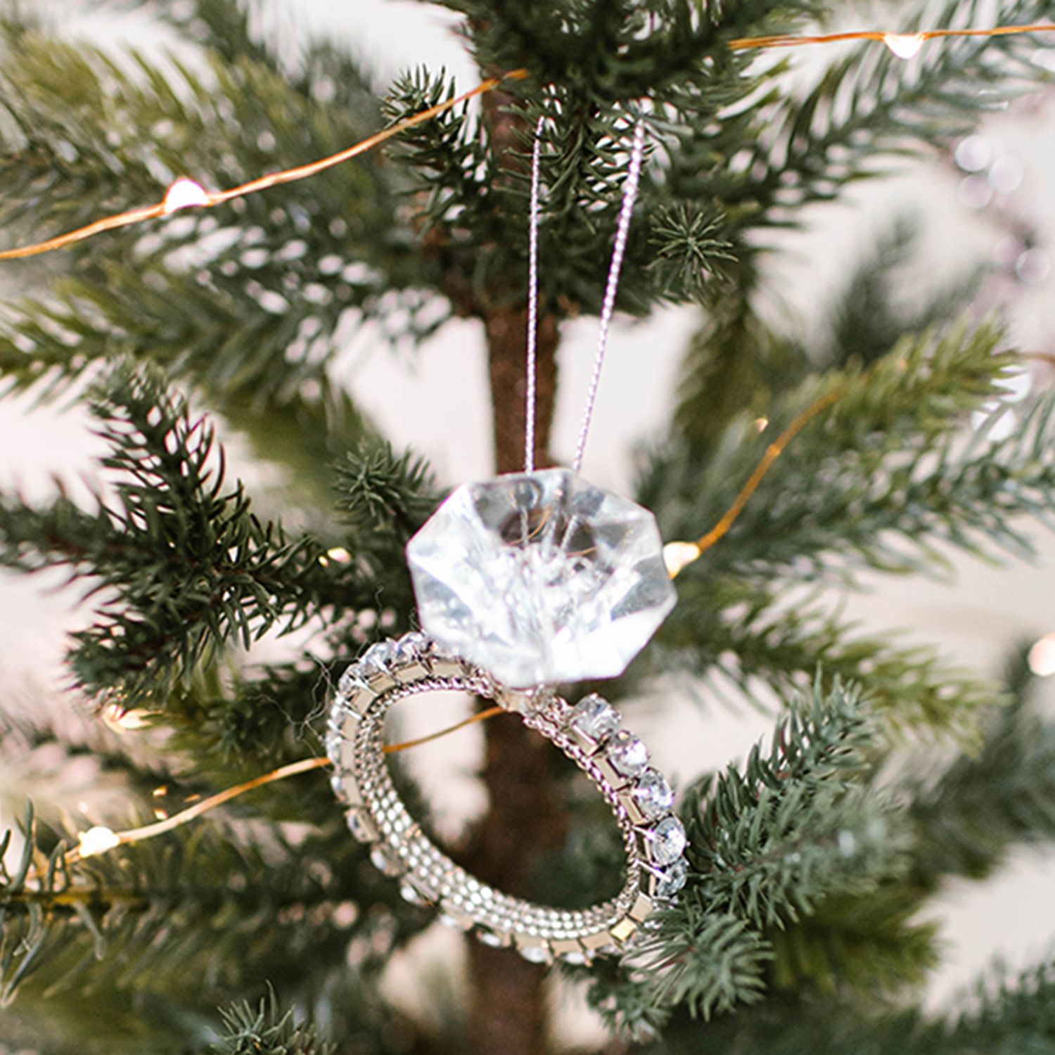 engagement ring christmas tree ornament