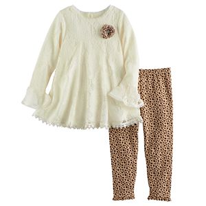 Toddler Girl Nannette Lace Swing Top & Leopard Leggings Set