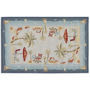 Couristan Outdoor Escape Pacific Heights Framed Beach Indoor Outdoor Rug