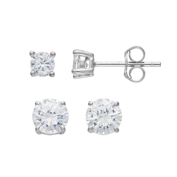 PRIMROSE Sterling Silver Cubic Zirconia Stud Earring Set