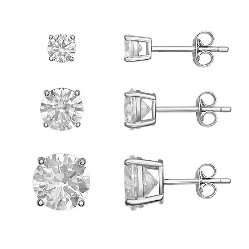 PRIMROSE Sterling Silver Cubic Zirconia Stud Earring Set