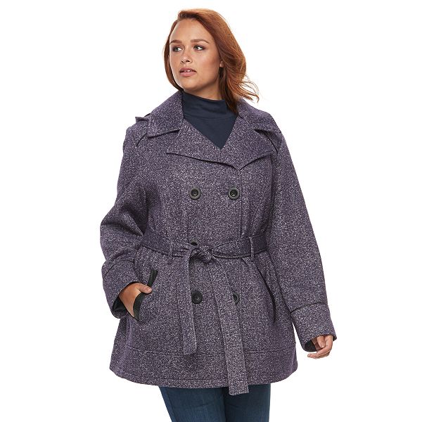 Plus Size d.e.t.a.i.l.s Double Breasted Fleece Jacket