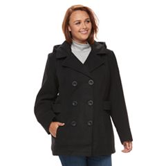 Womens Black Hooded Peacoat Outerwear, Clothing | Kohl's